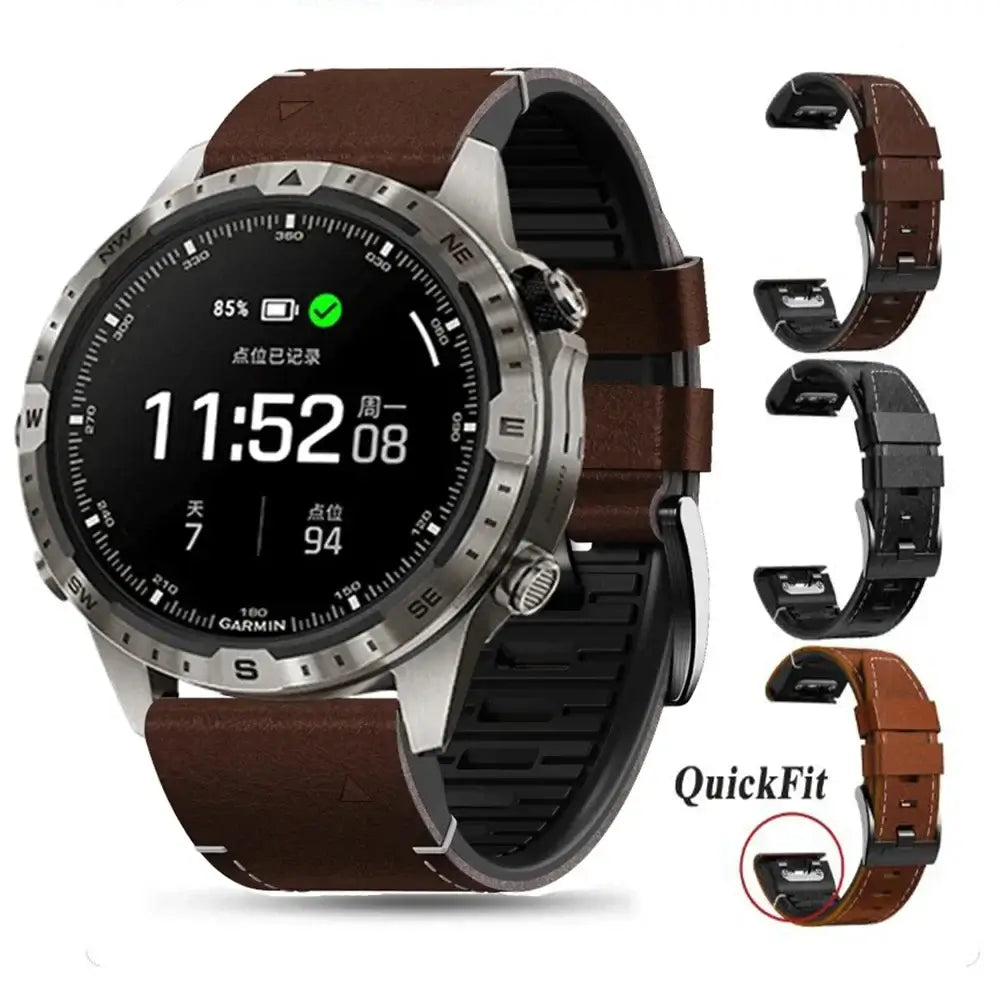 Smartwatch Bandje Leer-Siliconen Mix 22mm 26mm Waterdicht QuickFit Horlogeband Sport Dagelijks Gebruik Polsband