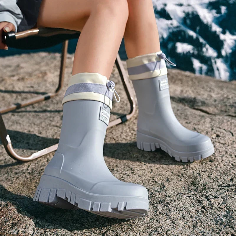 Waterdichte Regenlaarzen Dames Retro Antislip Herfstlaarzen Tuinlaarzen Wandellaarzen Outdoor Comfort