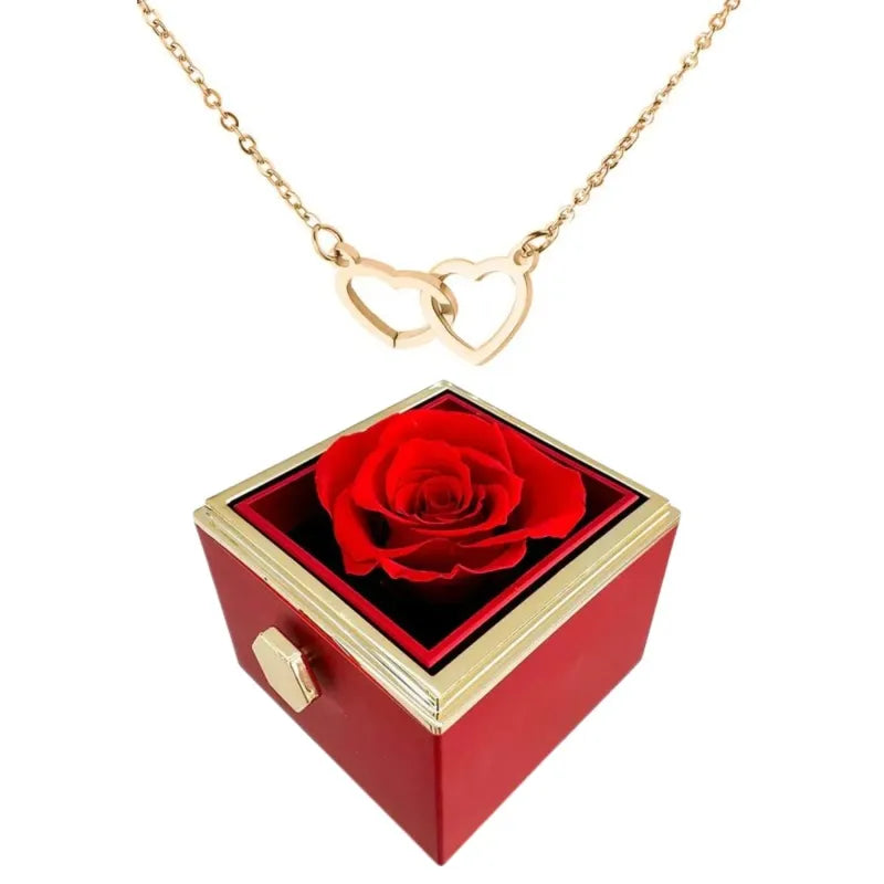 Hartvormige Ketting Twee Harten Titanium Staal Vrouwen Romantisch Sieraad Goud Zilver Rosé Geschenkdoos