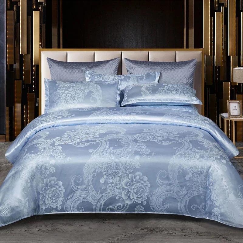 Satijnen Jacquard Dekbedovertrek Set 220x240 Tweepersoons Zomer Beddengoed Luxe Slaapkamer Dekbed Overtrekset