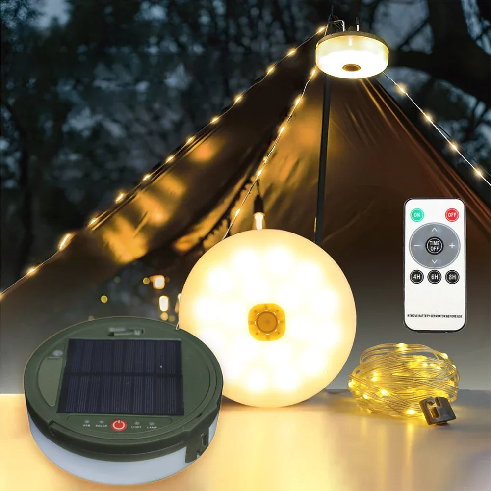 Draagbare Campinglamp met Zonne-energie en Powerbank - Waterdicht LED-Lampje met Lichtslinger voor Outdoor & Camping
