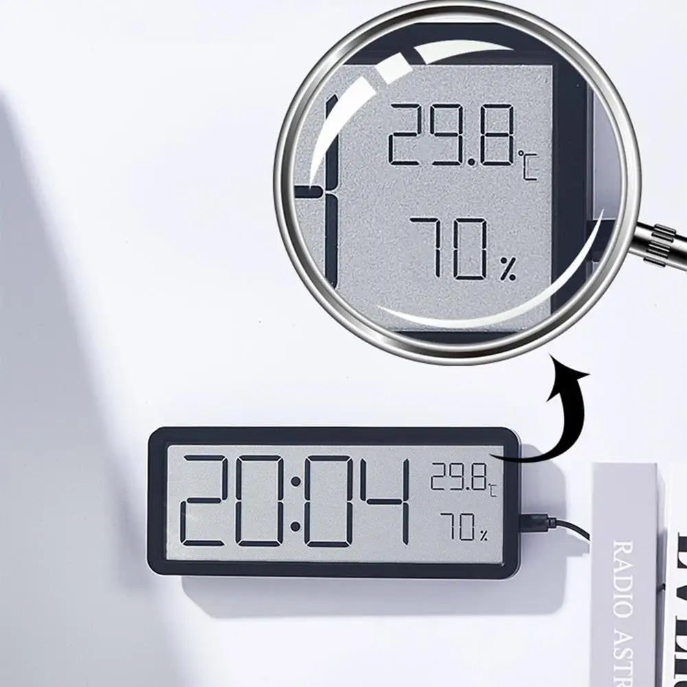 Digitale Wandklok met LED-Display - Temperatuur & Tijd - Modern Design - Wit & Zwart