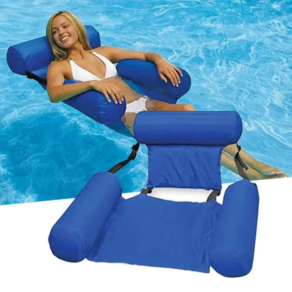 Opblaasbare Waterstoel met Rugleuning - Drijvende Zwembadstoel Mesh Design 100x120 cm Zwembadfauteuil