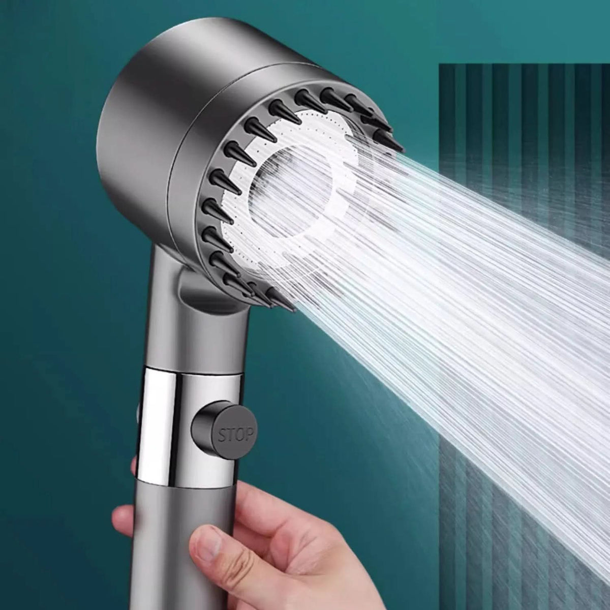 Handdouche met Filterpatroon en Massagefunctie ABS Hoogglans 25cm Drukverhoging voor Wellness Badkamer