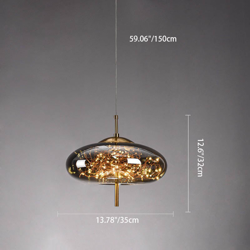 Glazen LED Hanglamp met Warm Scandinavisch Design - Amber of Grijs 24W