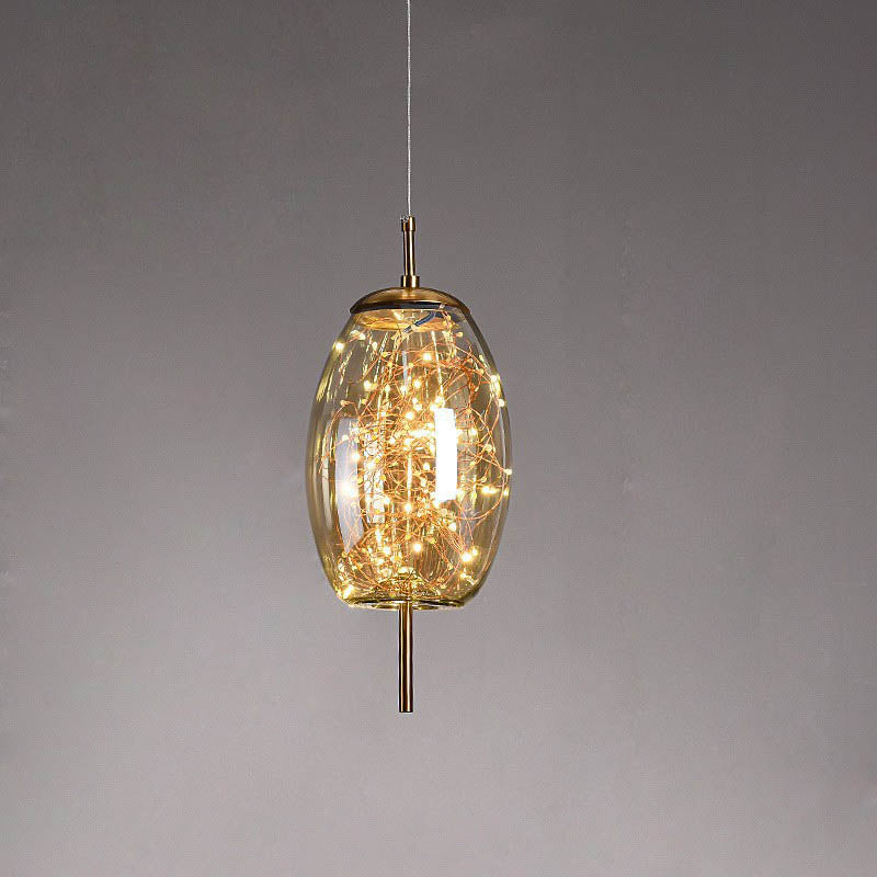 Glazen LED Hanglamp met Warm Scandinavisch Design - Amber of Grijs 24W