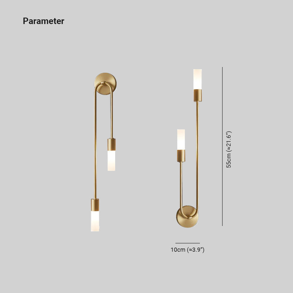 Lineaire LED Wandlamp Goud 2-Lichts Modern Scandinavisch Design Warm Wit Verlichting Woonkamer Slaapkamer