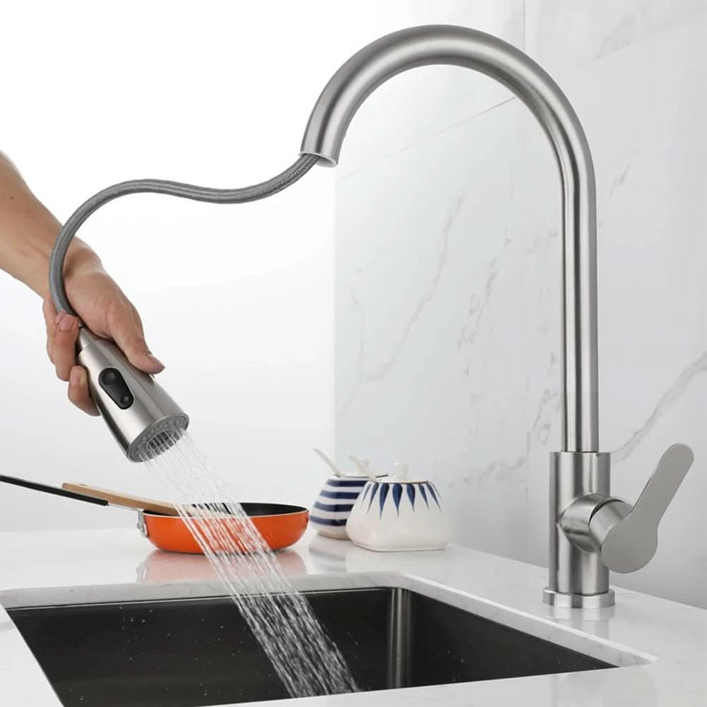 Uittrekbare Keukenkraan met Flexibele Douchekop 360° Rotatie RVS Mengkraan voor Spoelbak Keuken Wasbak