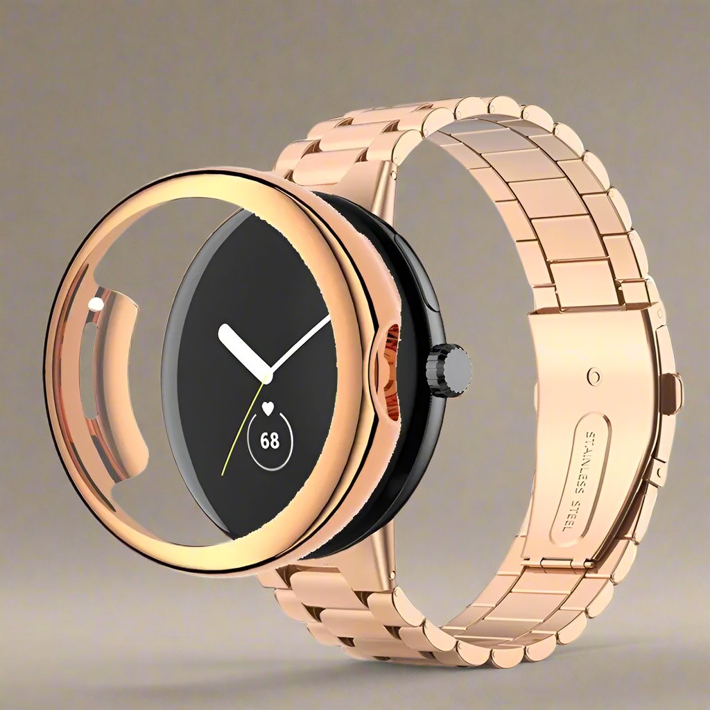 Roestvrijstalen Horlogeband met Beschermhoes Smartwatch Stalen Schakelband Metalen Polsband Universeel