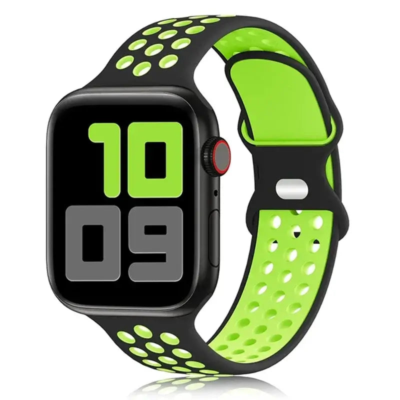 Siliconen Smartwatch Bandje - Ademend Sportbandje met Dubbele Kleuren voor 38mm tot 49mm Horloges Unisex