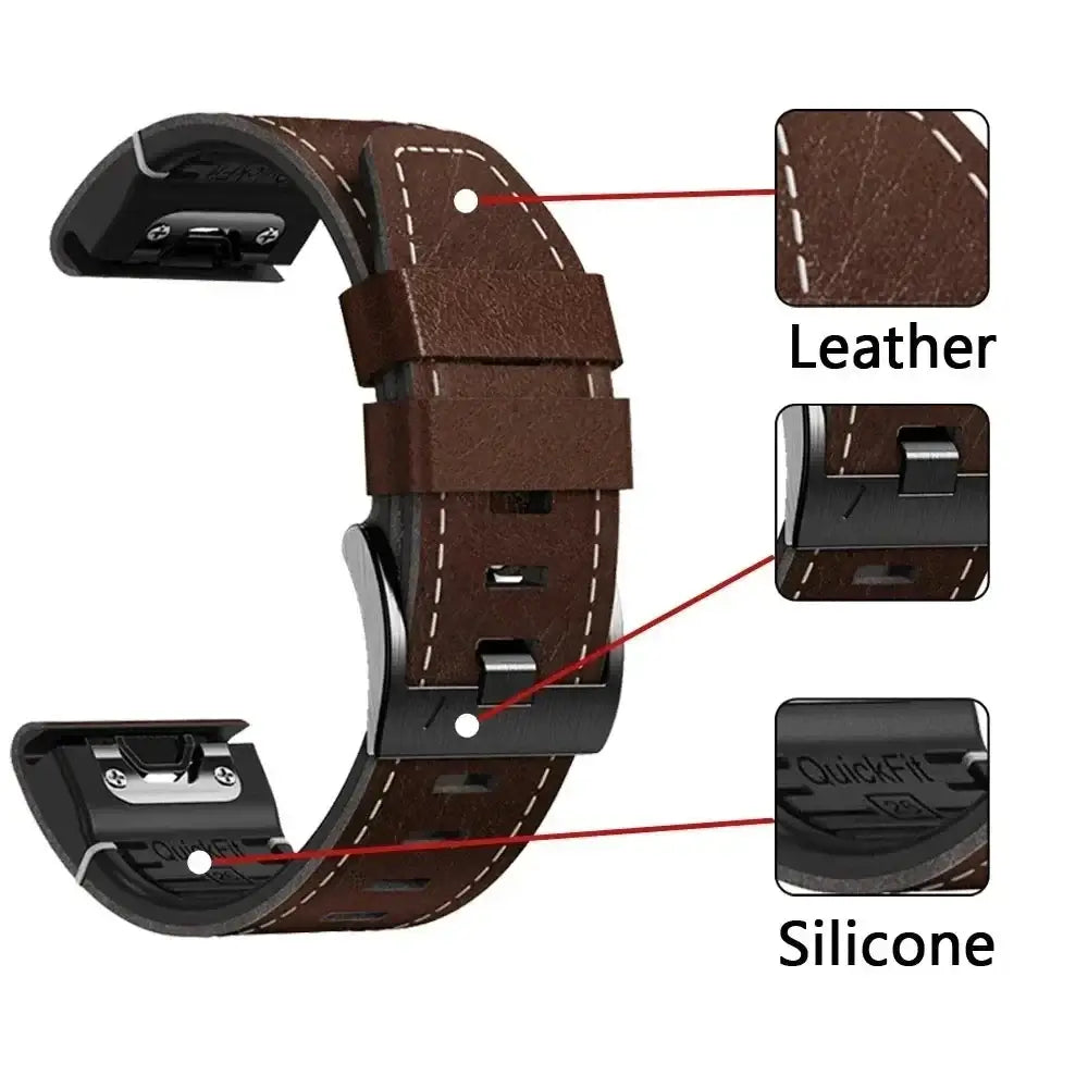 Smartwatch Bandje Leer-Siliconen Mix 22mm 26mm Waterdicht QuickFit Horlogeband Sport Dagelijks Gebruik Polsband