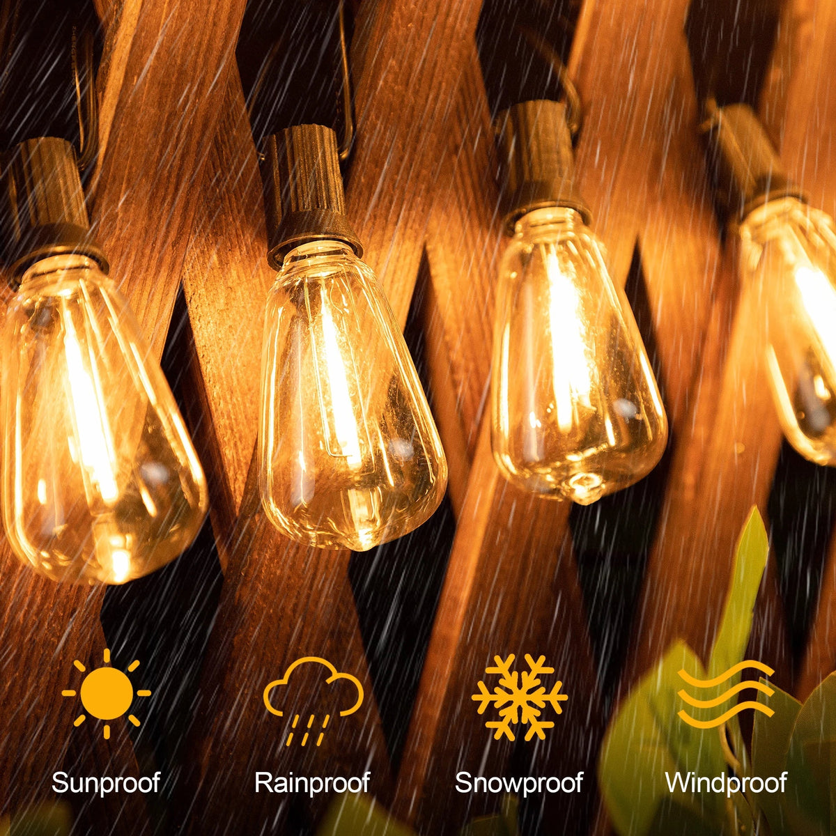 Sfeerlichtslinger voor Buiten Weerbestendig Snoer met Onbreekbare Gloeilampen Tuinverlichting Terrasverlichting IP44 Waterdicht 10 Meter Warm Wit Feestverlichting Sfeerverlichting