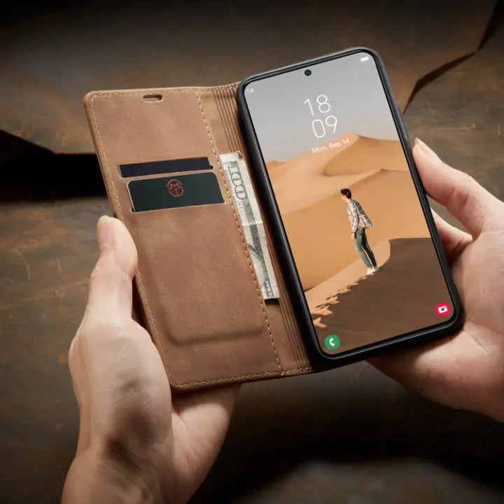 Leren Wallet Hoes met Pasjeshouder voor Galaxy S22 Plus Ultra - Beschermend Telefoonhoesje Portemonnee
