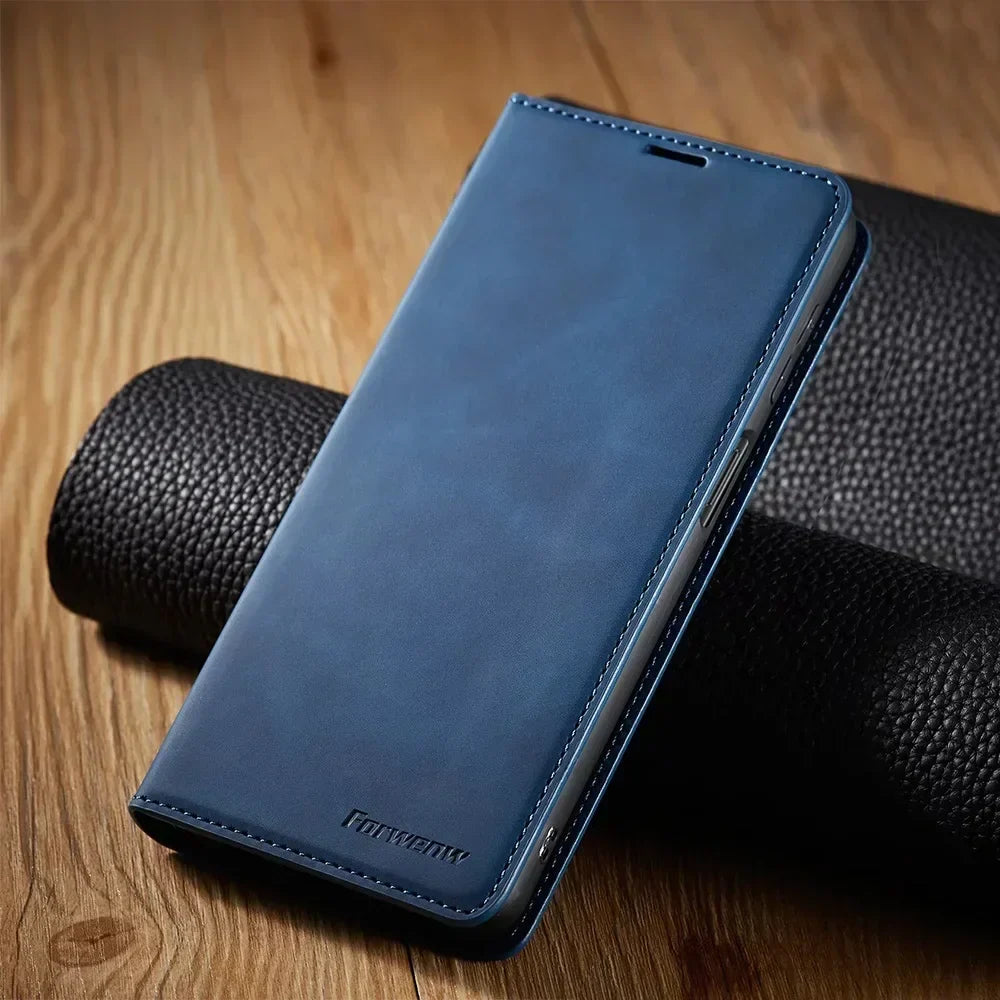 Samsung Hoesje met Standaard - Magnetische Leren Klaphoes met Schermbescherming voor Onderweg