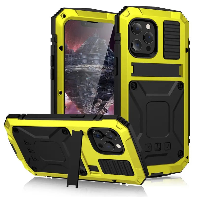 Metalen iPhone Hoesje 11 12 13 14 Series Schokbestendig Heavy Duty Robuust Beschermhoes Stevige Bumper