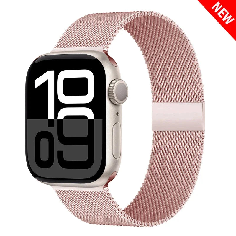 Milanese Mesh Horlogeband Roestvrij Staal Verstelbaar Magnetisch Slot Smartwatch 38-49mm Polsband Accessoire