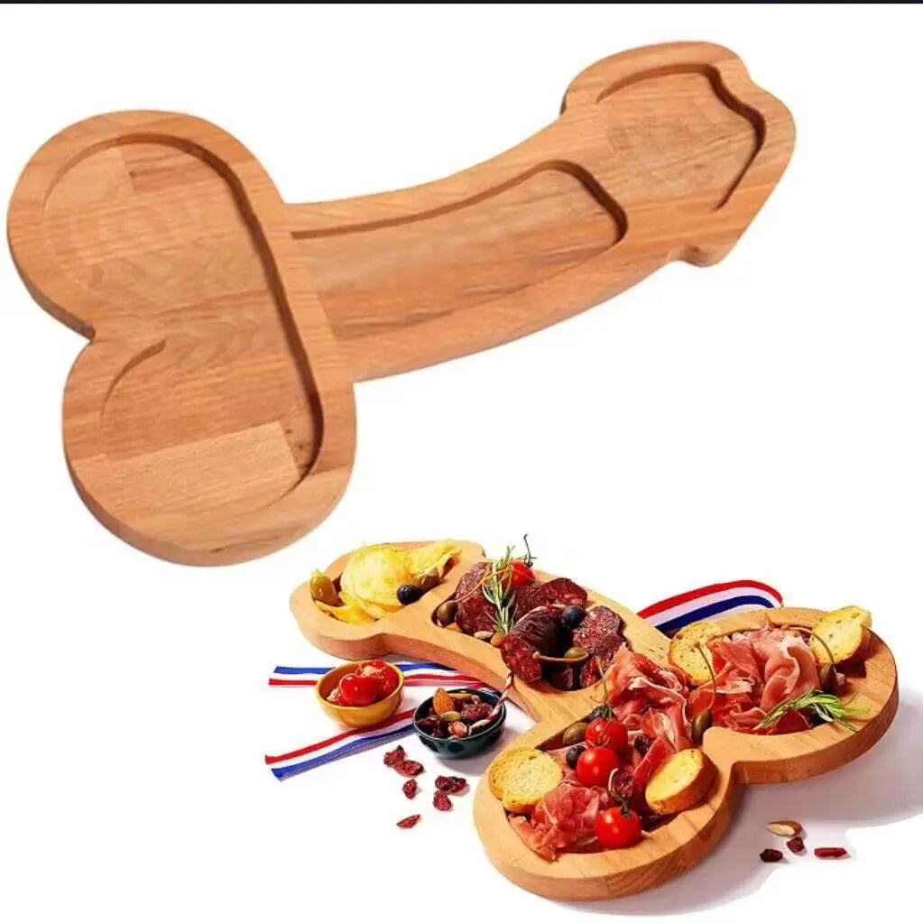 Multi-Compartiment Serveerplank van Donker Hout - Praktische Snackplank met Meerdere Vakjes voor Hapjes & Dips