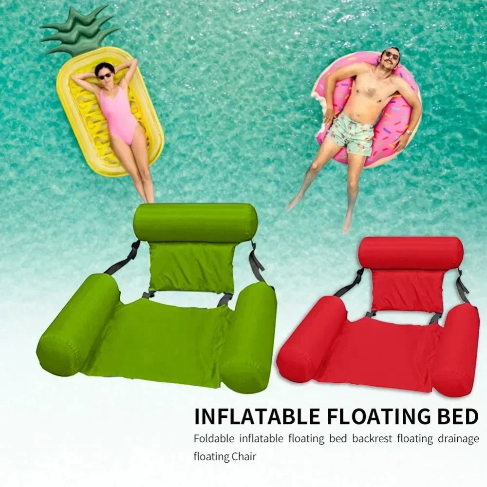 Opblaasbare Waterstoel met Rugleuning - Drijvende Zwembadstoel Mesh Design 100x120 cm Zwembadfauteuil