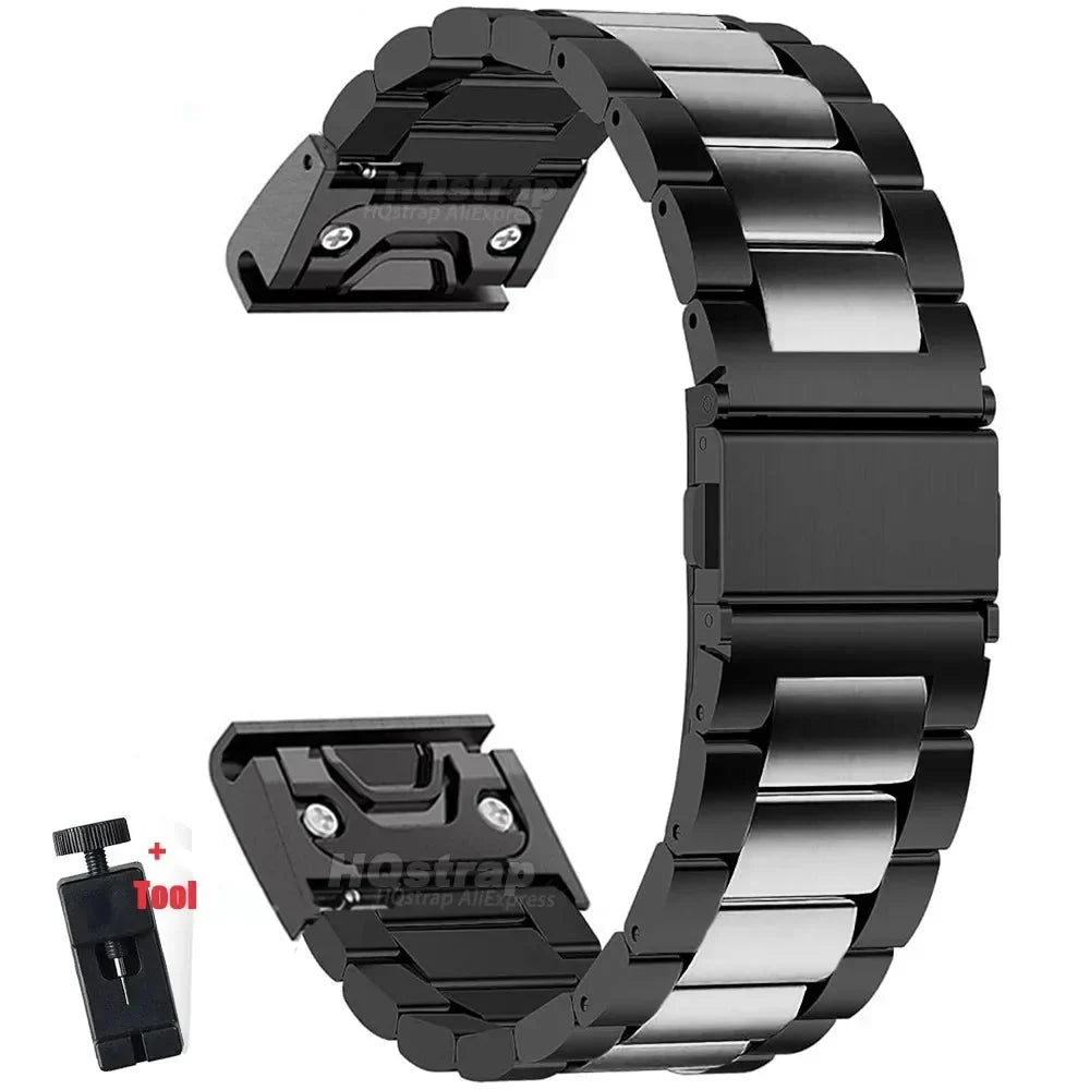 Smartwatch Armband Roestvrij Staal Verstelbaar 20-26mm Metalen Polsband Zilver Zwart Elegante Bandje