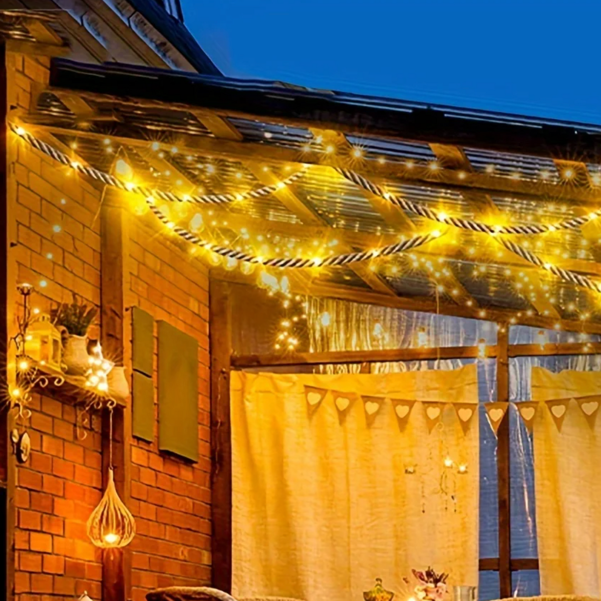 Solar Henneptouw Tuinverlichting 5 Meter met Warm LED-licht
