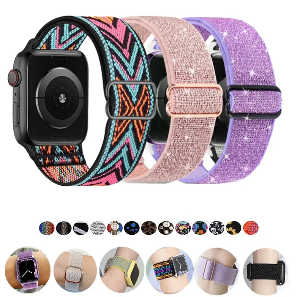 Elastische Nylon Smartwatchband Verwisselbaar Polsbandje Comfortabel Duurzaam Design Sportief Actief