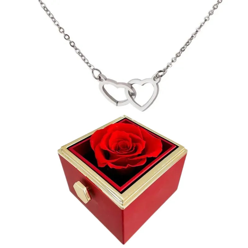 Hartvormige Ketting Twee Harten Titanium Staal Vrouwen Romantisch Sieraad Goud Zilver Rosé Geschenkdoos