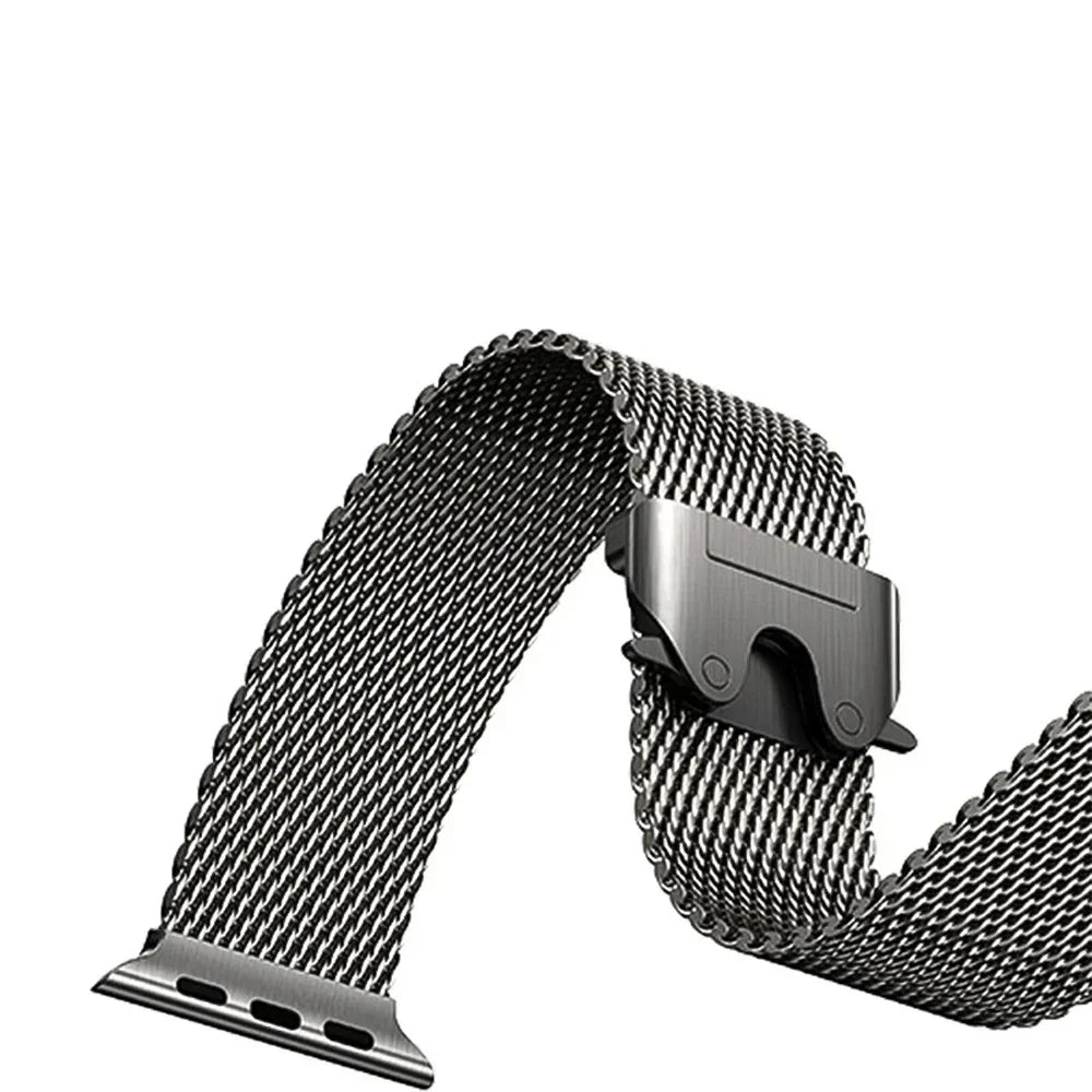 Titanium Milanese Horlogeband voor Smartwatch Zwart Grijs Verstelbaar 38-49mm Unisex Stijlvol Comfortabel