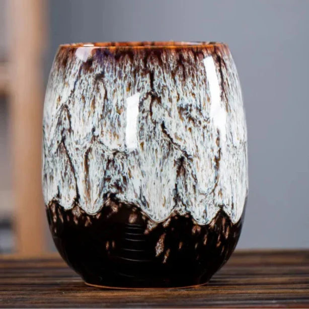 Keramische Mokken Set 4 Stuks met Gouden Accenten - Scandinavische Stijl Koffiebekers voor Dagelijks Gebruik