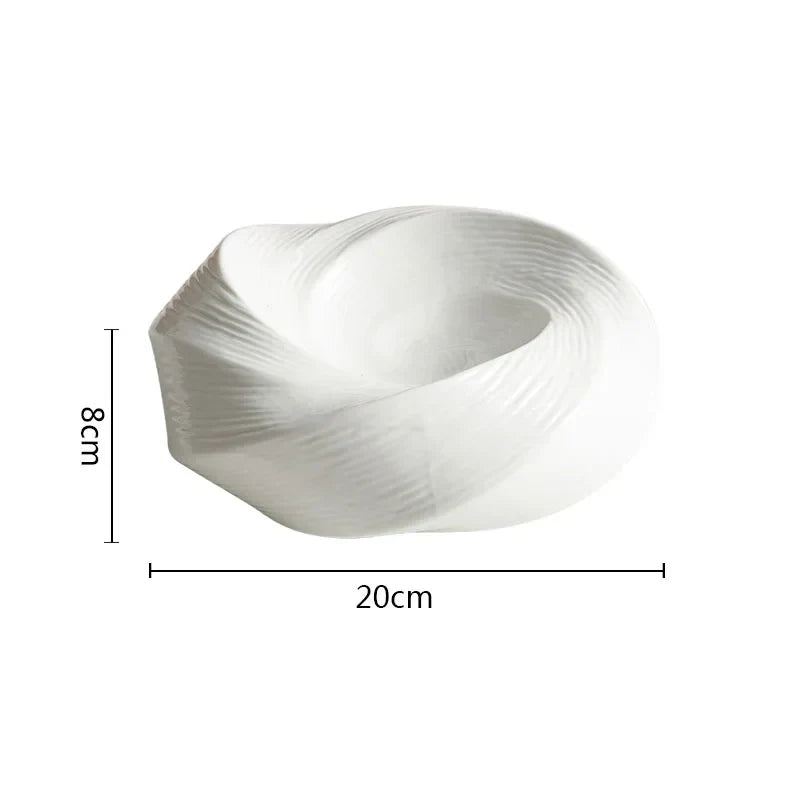Saladeschaal Keramiek 23 cm Spiraalpatroon Ivoor Vaatwasbestendig