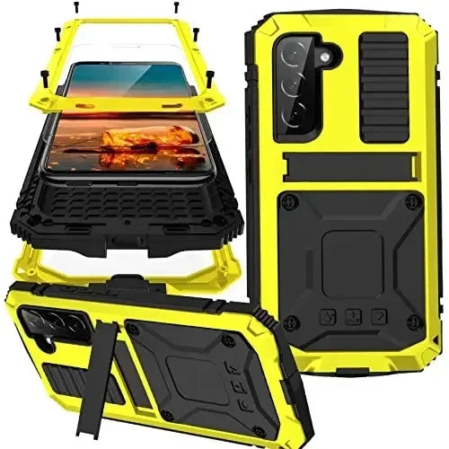 Telefoonhoesje Aluminium met Geïntegreerde Schermbescherming Standaard Beschermhoes Shockproof voor Smartphone
