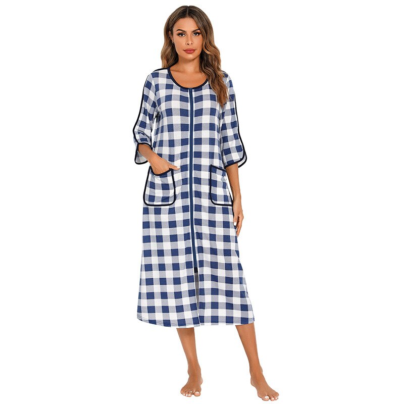 Badjas met Capuchon en Rits Fleece Ochtendjas met Zakken Dames Lange Mouwen Homewear Zwangerschap Comfortabel