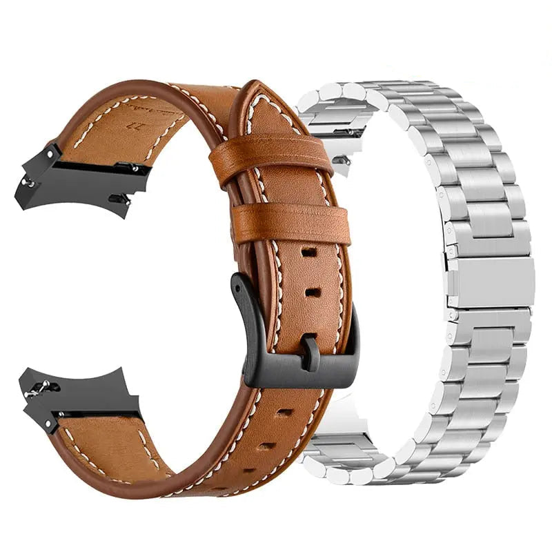 Premium Horlogeband Roestvrij Staal Leder Galaxy Watch 5 40mm 44mm 45mm Pro Verstelbaar Verwisselbaar Polsband
