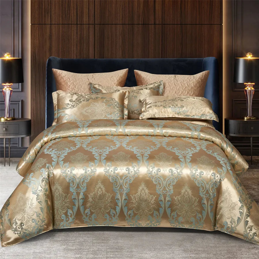 Satijnen Jacquard Dekbedovertrek Set 220x240 Tweepersoons Zomer Beddengoed Luxe Slaapkamer Dekbed Overtrekset