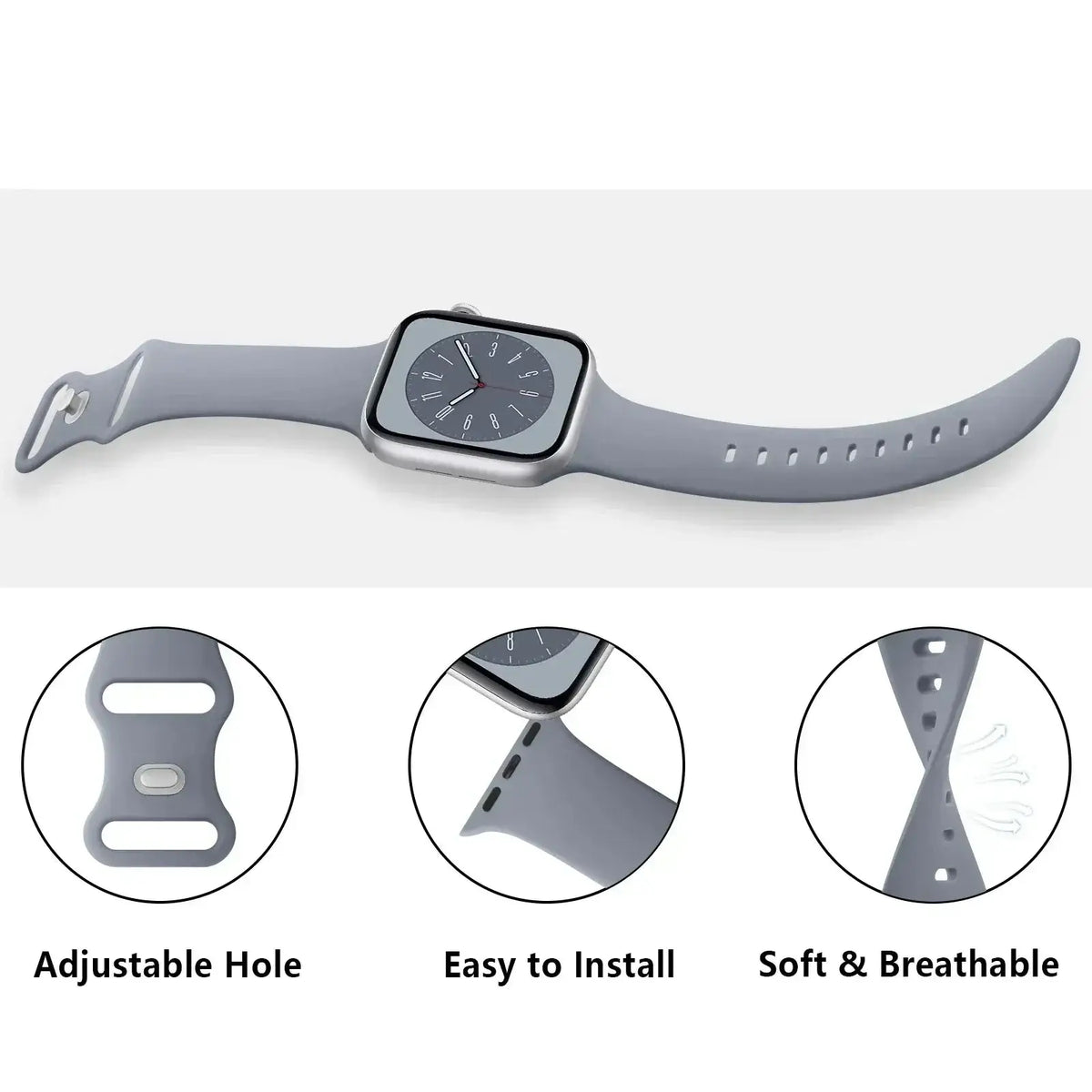 Siliconen Smartwatch Bandje - Ademend Flexibel Horlogeband Verstelbaar Comfortabel - Voor Alle Pols Maten