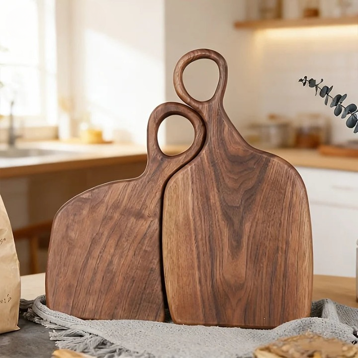 Massief Houten Snijplank Set van 2 met Ophangoog - Walnoot 34 cm Keukenhulp Serveerplanken