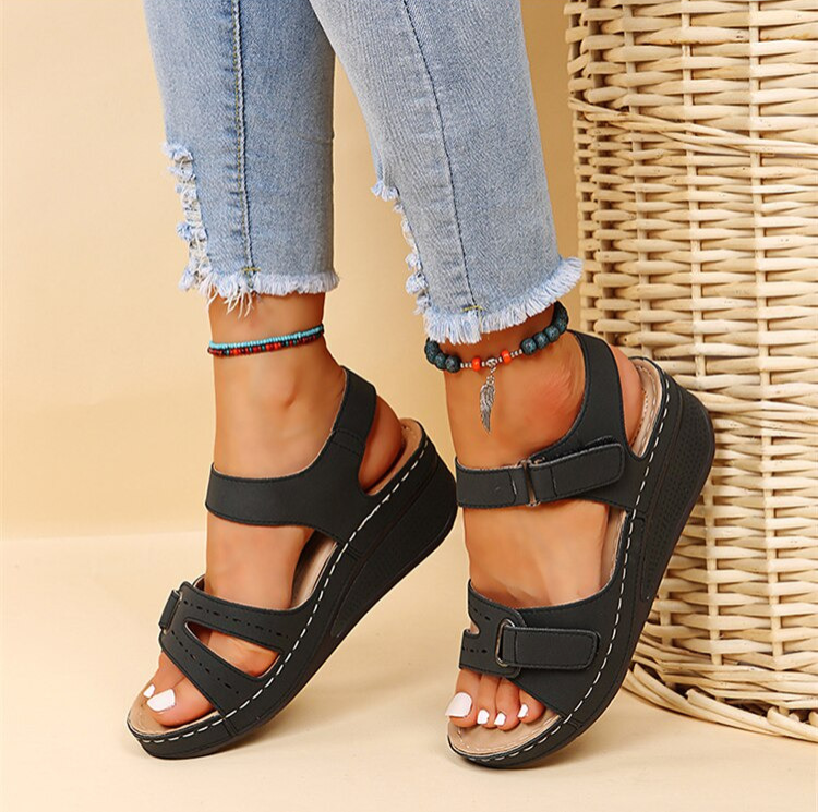 Dames Orthopedische Sandalen Klittenband Zacht Zomerschoeisel Antislip Ademend Verstelbaar Vrijetijdsschoenen