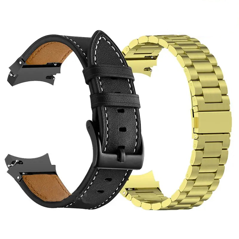 Premium Horlogeband Roestvrij Staal Leder Galaxy Watch 5 40mm 44mm 45mm Pro Verstelbaar Verwisselbaar Polsband