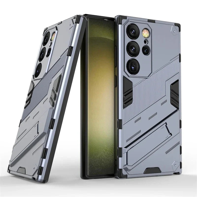 Schokbestendige Telefoonhoes Samsung Galaxy met Standaard Zwart Blauw Grijs Beschermhoes Smartphone Hoesje