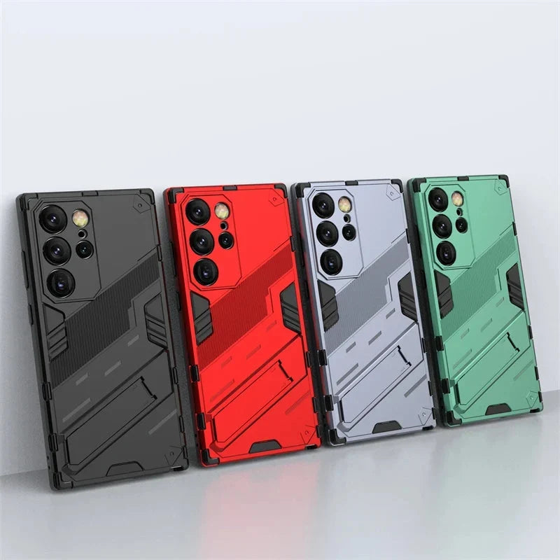 Schokbestendige Telefoonhoes Samsung Galaxy met Standaard Zwart Blauw Grijs Beschermhoes Smartphone Hoesje