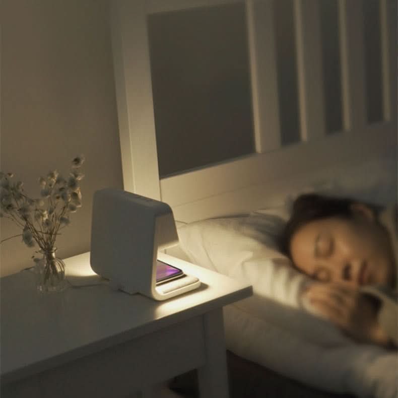 Nachtkastlamp met Draadloze Oplader en Wekker 3-in-1 Multifunctioneel LED Verlichting Touch Dimbaar Wit