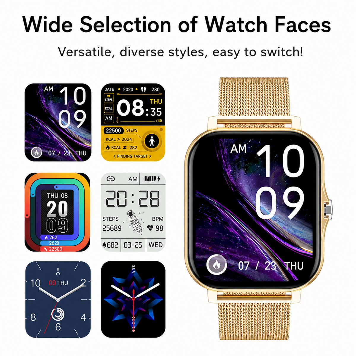Smartwatch met Gezondheidsmeting en 10 Dagen Accuduur