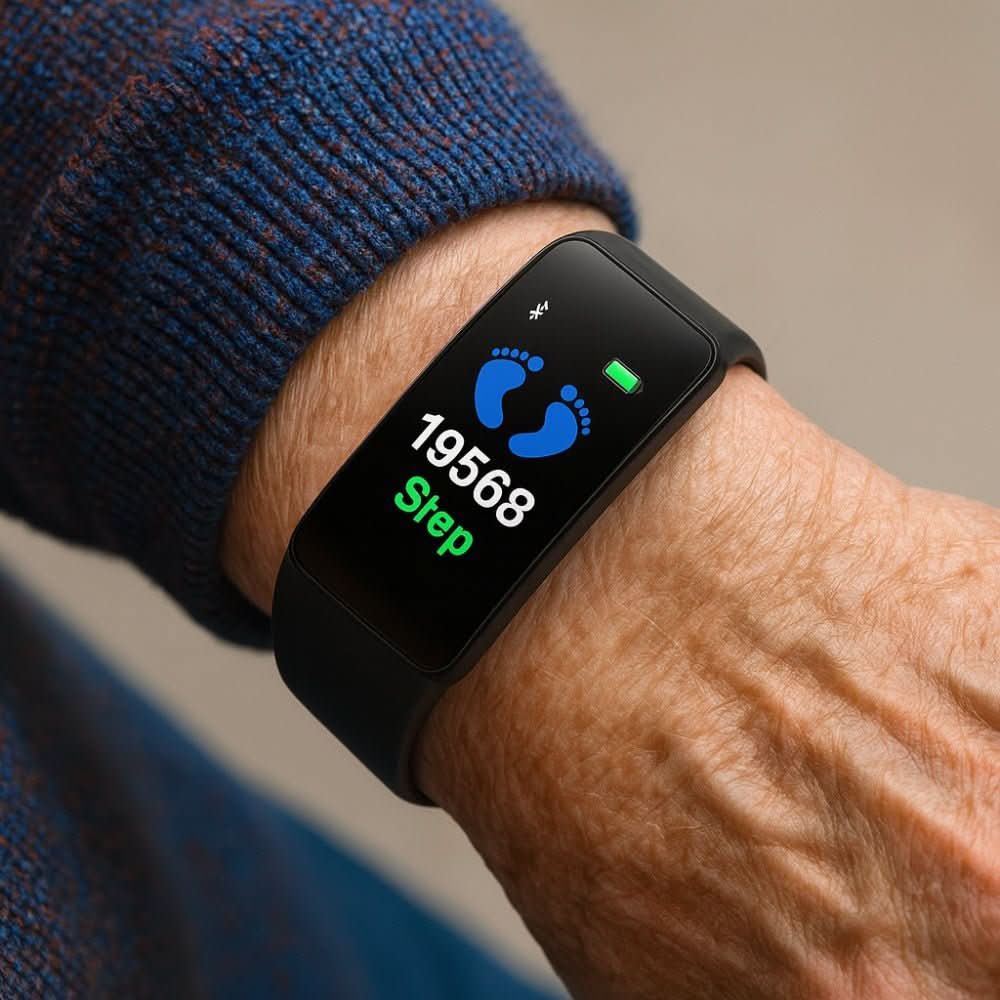 Smartwatch voor Senioren met Gezondheidsmeting Hartslagmeter Stappenteller Veiligheidsfuncties Dagelijks