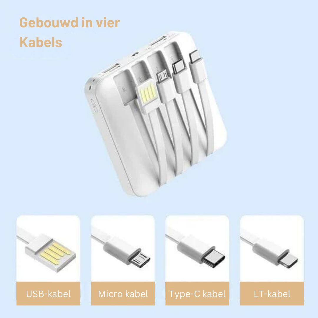 Draagbare Zonne-Energie Powerbank met LED-Zaklamp en Meerdere Oplaadpoorten - Ideaal voor Outdoor, Camping en Noodgevallen