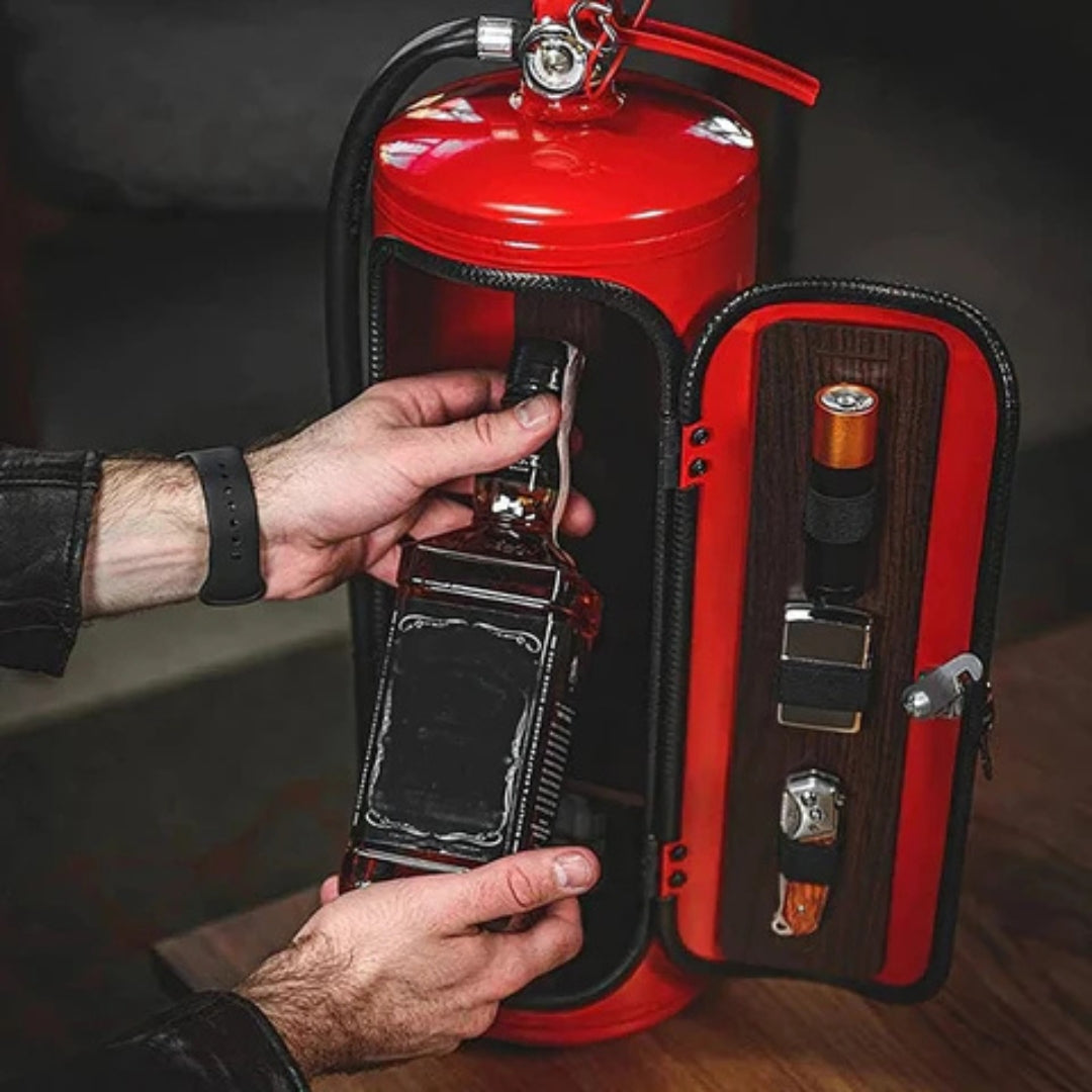 Brandblusser Minibar Metaal Industrieel Design Drankkast Opbergen Stoer Woonkamer Mancave Vintage Stijl