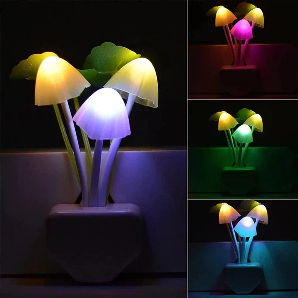 Paddenstoel Nachtlampje met Lichtsensor 220V EU Stekker Zachte Silicone Sfeerverlichting Kinderkamer