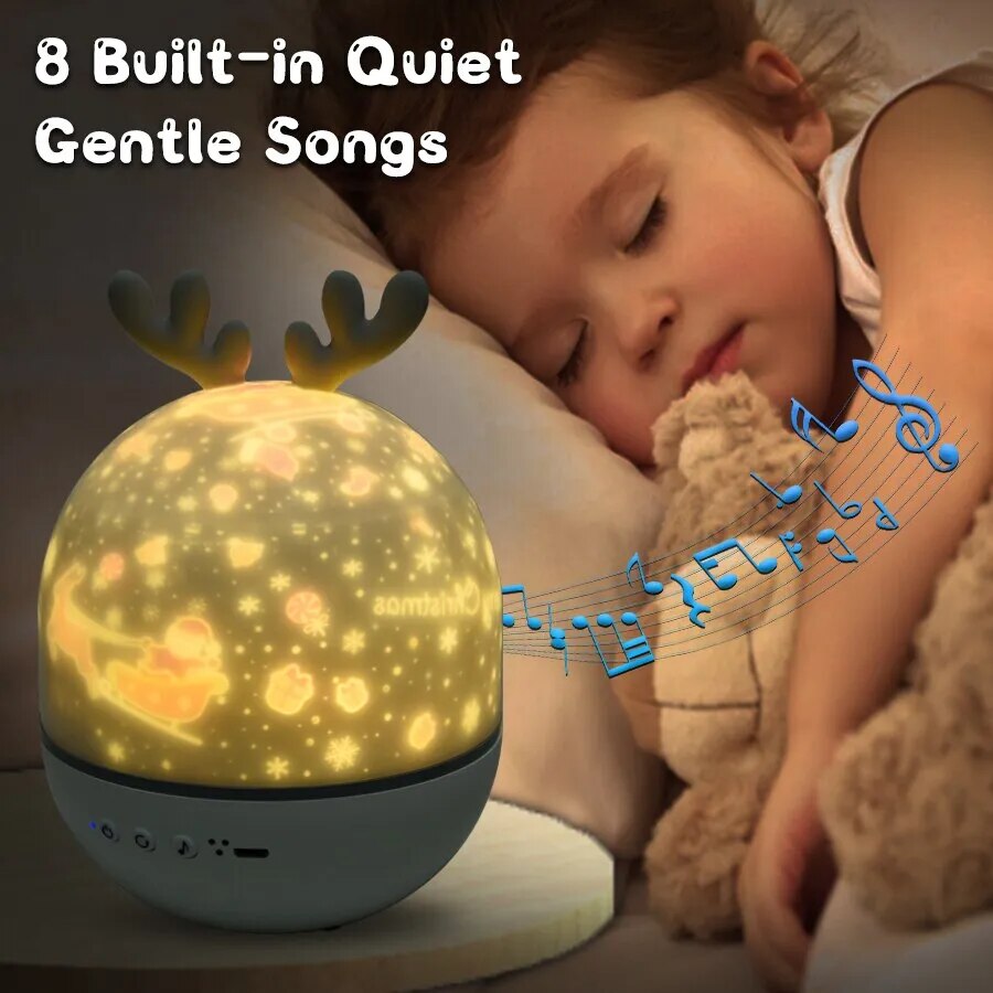 LED Kindernachtlampje Sterrenhemel Warmwit Projectie Rotatie USB Oplaadbaar Slaapkamer Decoratie Sfeerverlichting