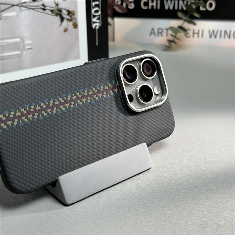 Telefoonhoesje met Carbon Fiber Textuur voor iPhone 12 tot 17 Schokbestendig Mat Design Beschermhoes