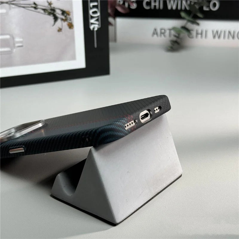 Telefoonhoesje met Carbon Fiber Textuur voor iPhone 12 tot 17 Schokbestendig Mat Design Beschermhoes