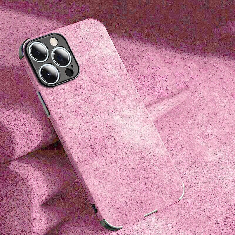 iPhone Hoesje Suède-Look Lederen Textuur met Shockbestendig Frame Camerabescherming Stijlvol Stofdicht