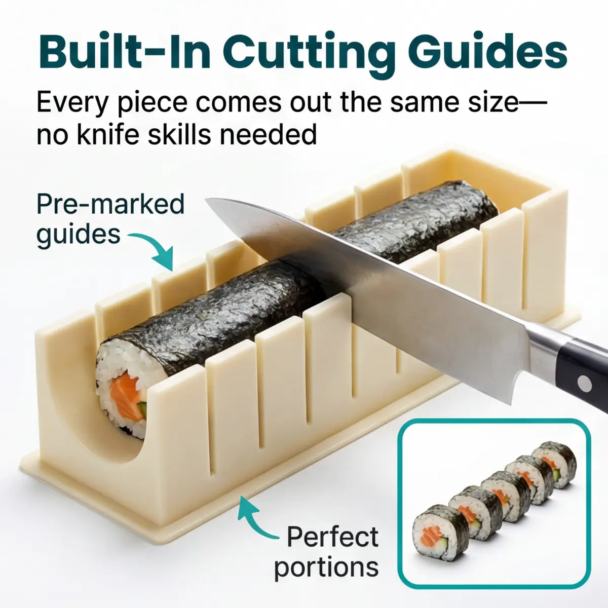 Sushi Vormset met Snijgeleiders - Perfecte Rechthoekige Maki Zonder Roltechniek